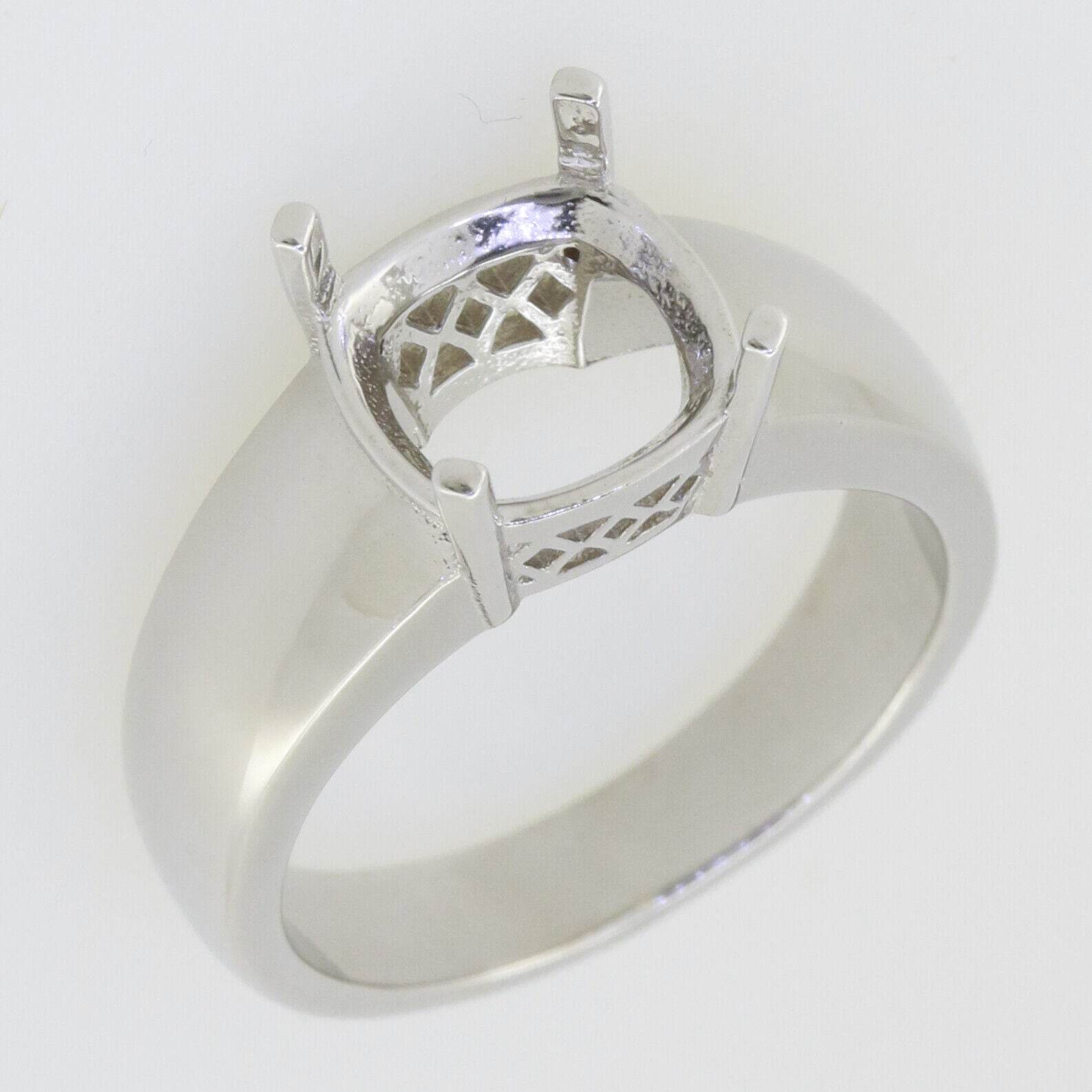 Men's Ring Settings Sterling Silver Ring Mounting Cushion CU 10x10mm Unisex - Syzjewelry