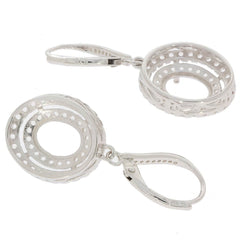 Sterling Silver Semi Mount Earrings Setting Oval OV 7X5mm Dangle Double Halo - Syzjewelry