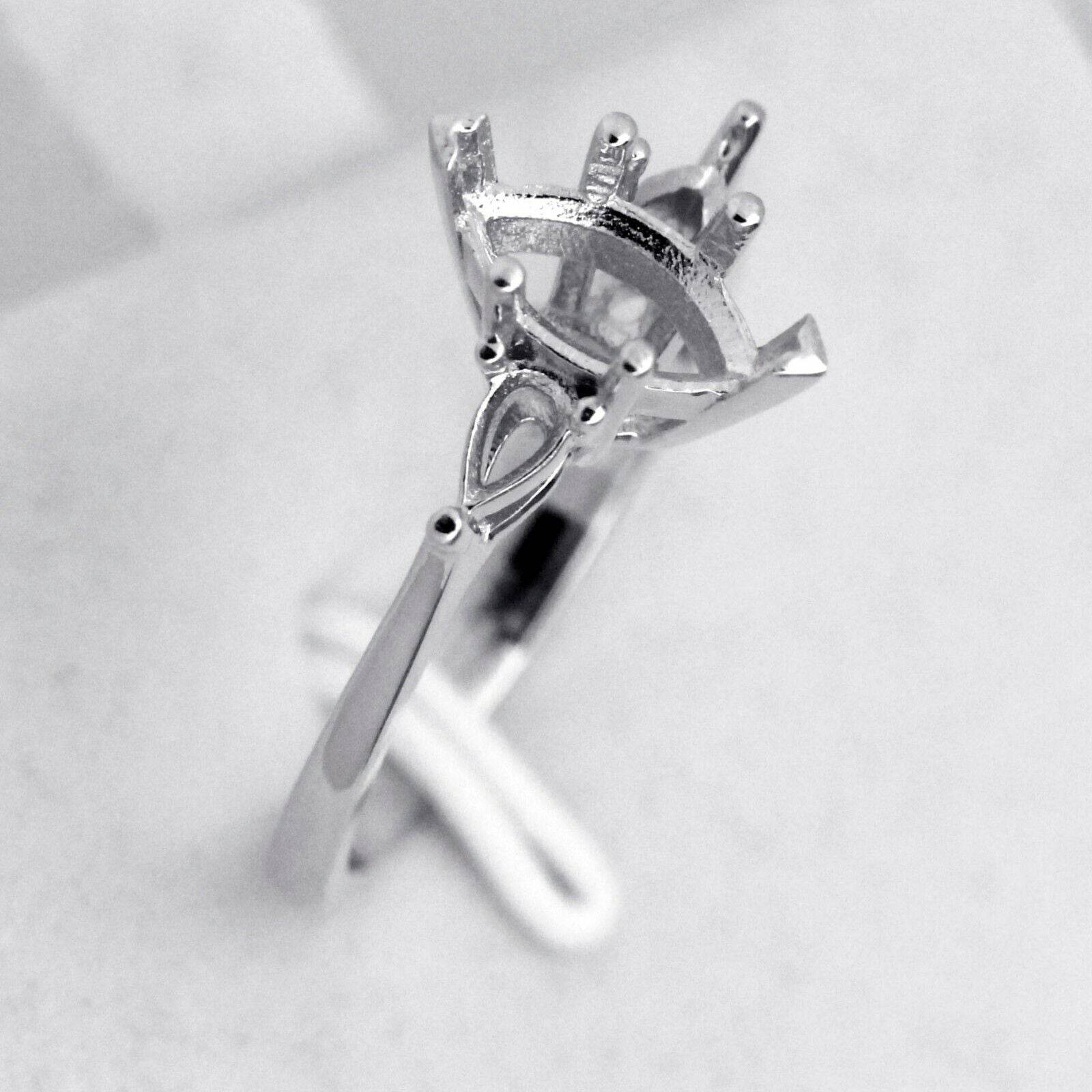 Sterling Silver Vintage Style Semi Mount Ring Setting Marquise MQ 10x5mm & PE4x3 - Syzjewelry