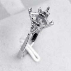 Sterling Silver Vintage Style Semi Mount Ring Setting Marquise MQ 10x5mm & PE4x3 - Syzjewelry