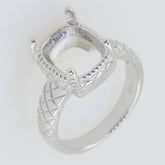 Sterling Silver Semi Mount Ring Setting Cushion CU 11X9mm White Topaz - Syzjewelry