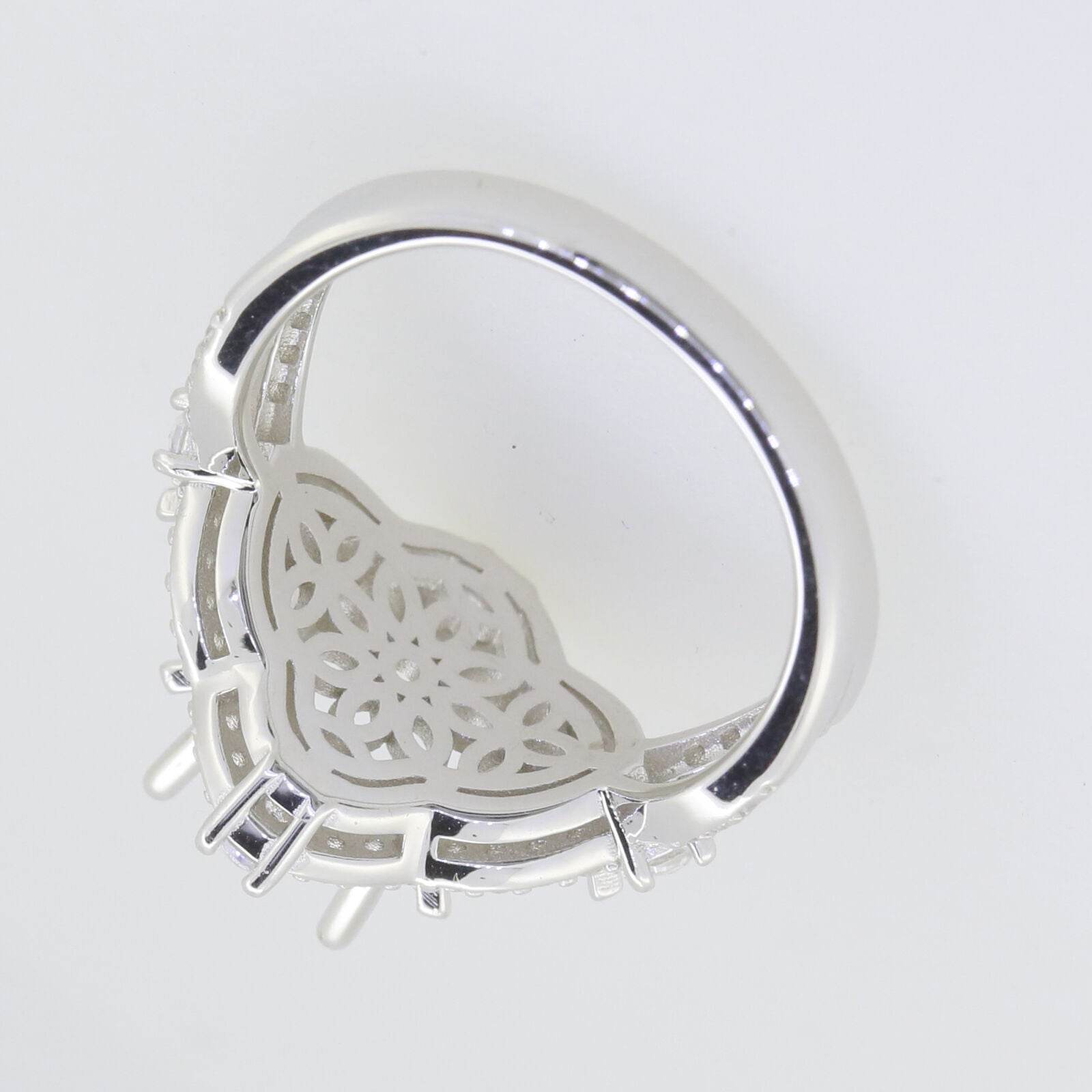 Sterling Silver Semi Mount Ring Setting Oval OV 10X8mm White Topaz P0022PJC2 - Syzjewelry