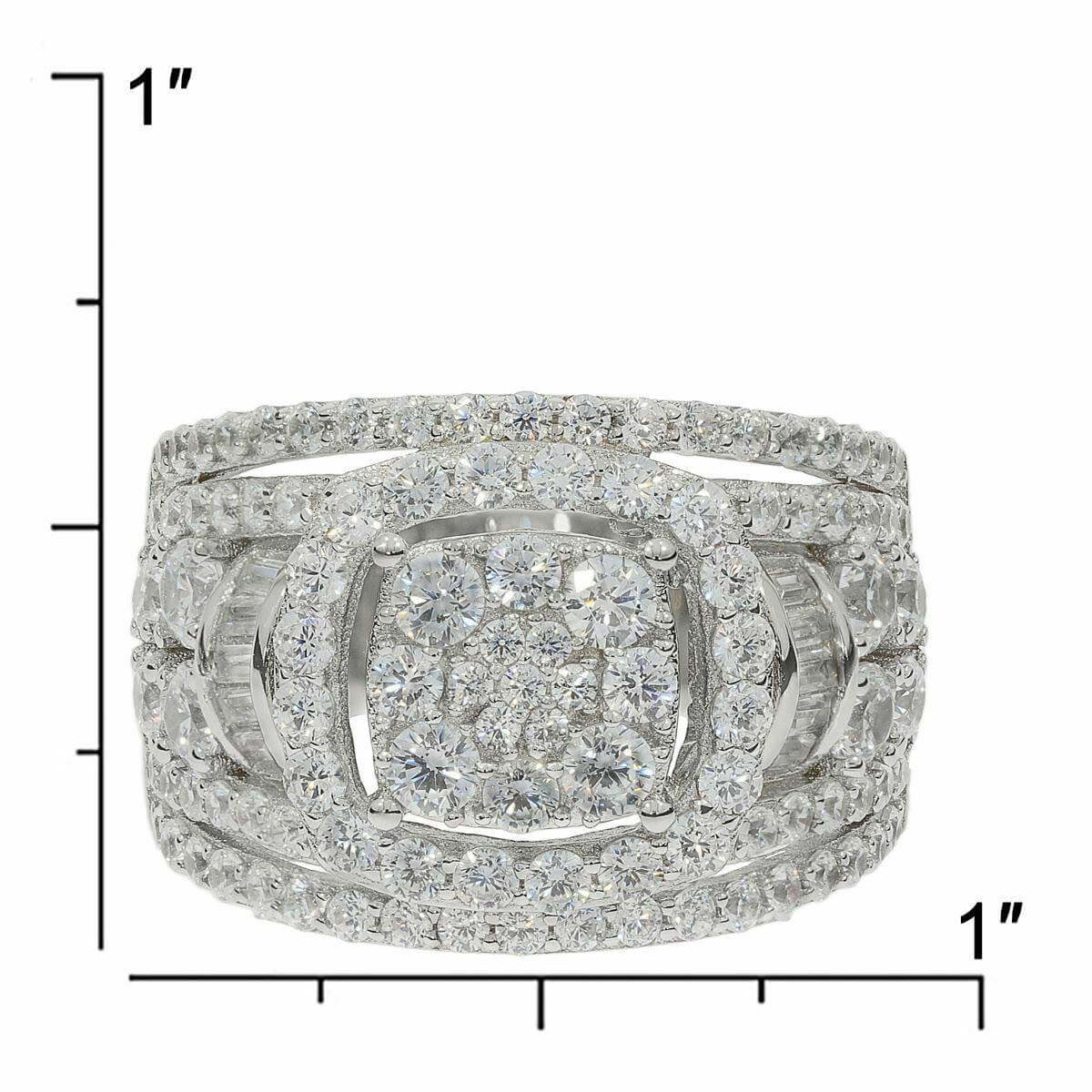 Sterling Silver Natural White Topaz Cluster Ring White Topaz - Syzjewelry