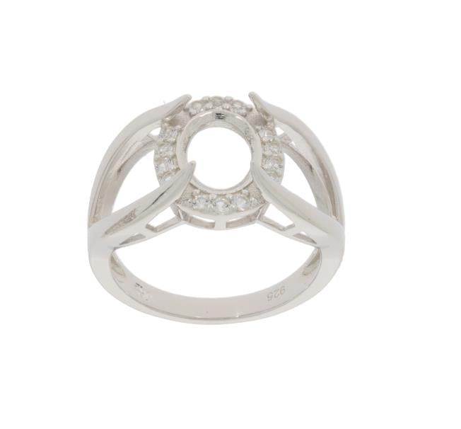 Sterling Silver Semi Mount Ring Setting Oval OV 9x7mm PJC2776R - Syzjewelry
