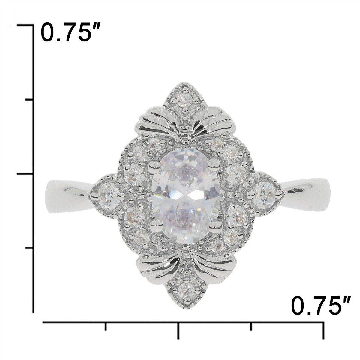 Sterling Silver Semi Mount Ring Setting OV 7X5mm White Topaz Accent Culster - Syzjewelry