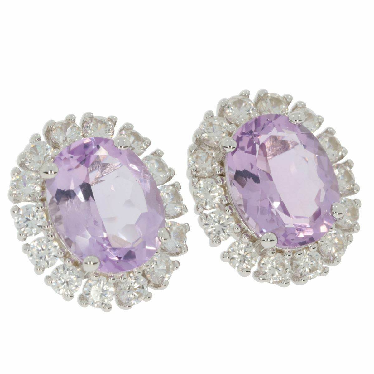 Sterling Silver Semi Mount Earrings Setting OV 10X8mm Halo W/ Topaz Wh - Syzjewelry