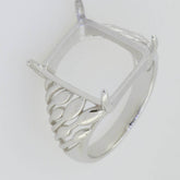 Sterling Silver Semi Mount Ring Setting Cab Emerald OCT 14X12mm White - Syzjewelry