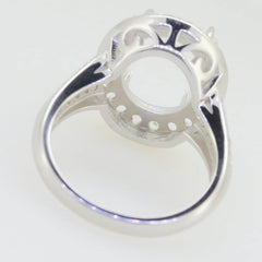 Sterling Silver Semi Mount Ring Setting Oval OV 13x10mm White Topaz - Syzjewelry