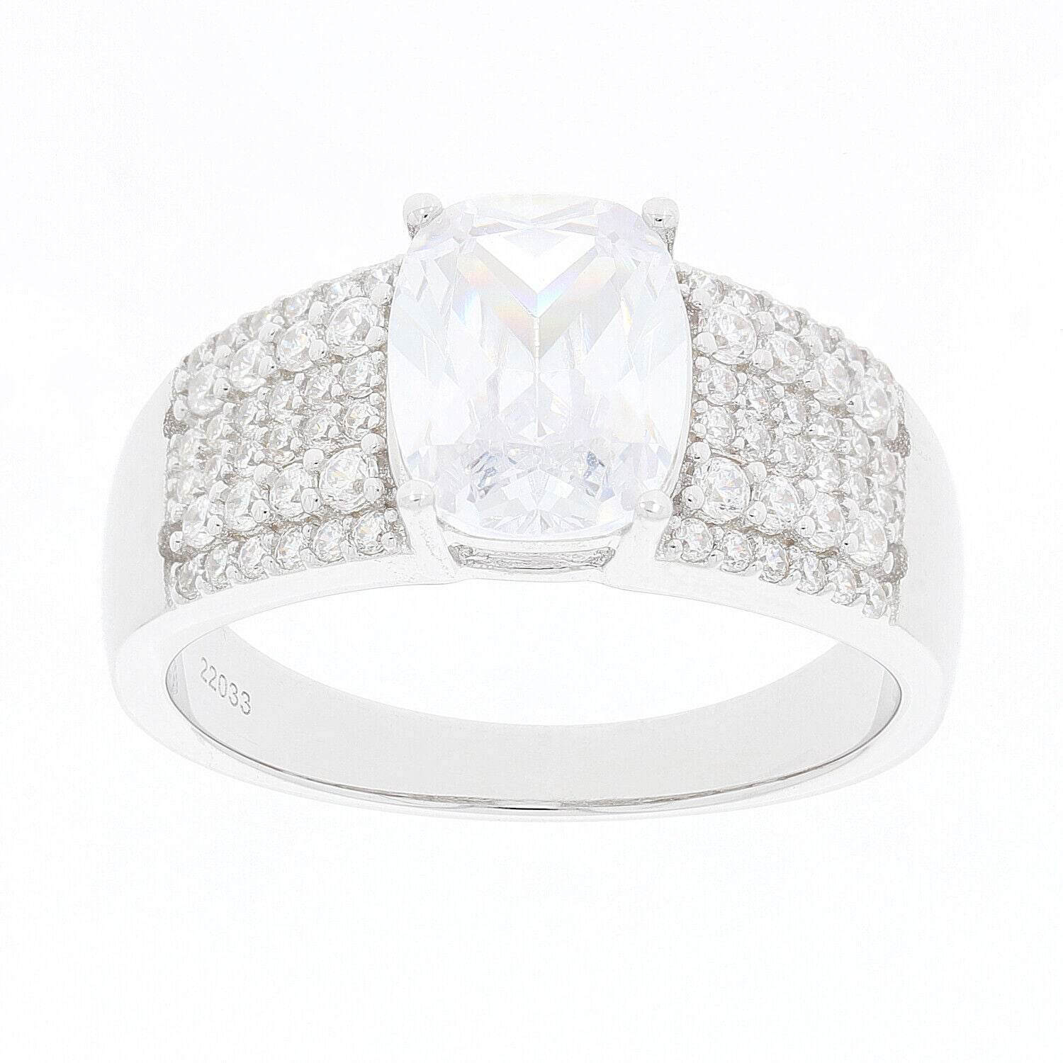 Sterling Silver Semi Mount Ring Setting Cushion CU 9x7mm White Topaz - Syzjewelry