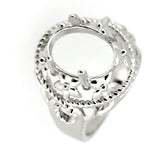 Art Deco Style Sterling Silver Semi Mount Ring Setting Oval OV 12x10mm - Syzjewelry