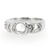 Art Deco Style Sterling Silver Semi Mount Ring Setting Oval OV 7x5mm White Topaz - Syzjewelry