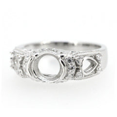 Art Deco Style Sterling Silver Semi Mount Ring Setting Oval OV 7x5mm White Topaz - Syzjewelry