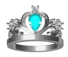 Sterling Silver Semi Mount Ring Setting PE 7X5mm White Topaz - Syzjewelry