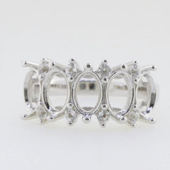 Sterling Silver Semi Mount Ring Setting Oval OV 7x5mm Multi Stone Band - Syzjewelry