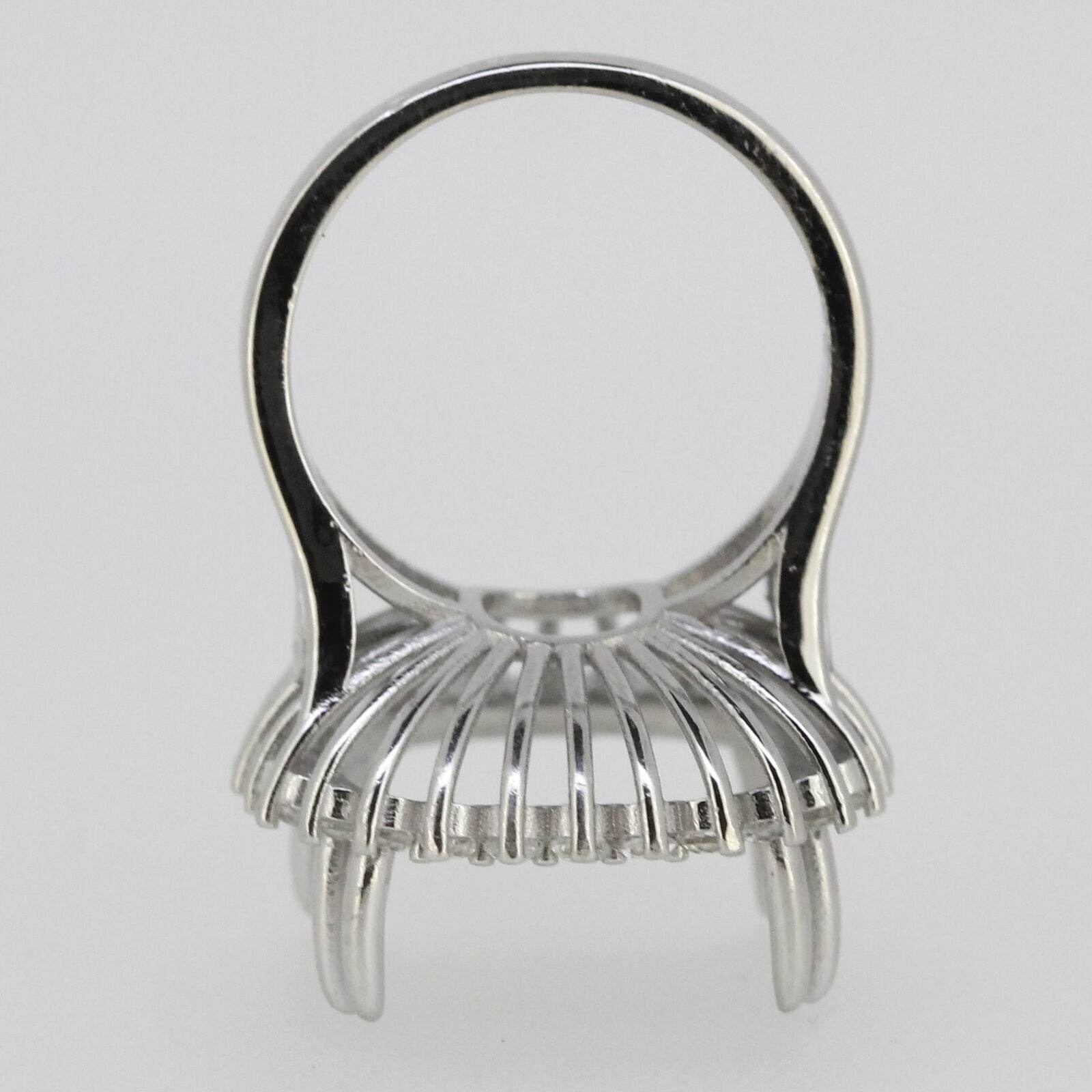 Sterling Silver Semi Mount Ring Setting Cushion CU 15x15mm Halo White - Syzjewelry