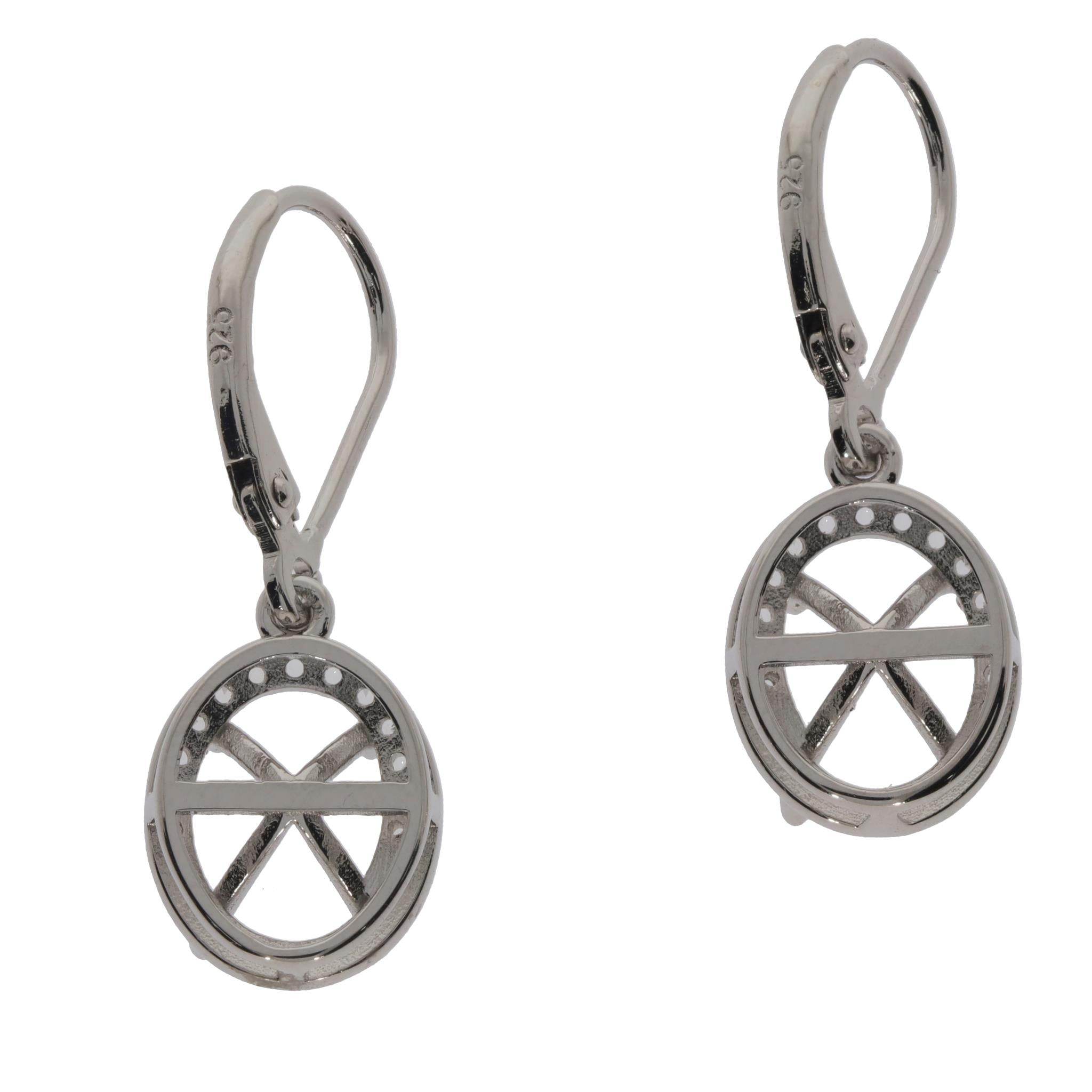 Sterling Silver Semi Mount Earrings Setting Oval OV 9x7mm PJC16818E - Syzjewelry