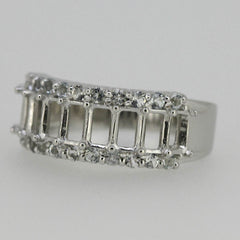 Sterling Silver Semi Mount Ring Setting Emerald Oct 5x3mm Natural Aquamarine - Syzjewelry