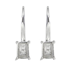 Sterling Silver Semi Mount Earrings Setting Emerald OCT 7x5 mm Leverback - Syzjewelry