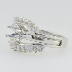 2 piece Set 14K White Gold Semi Mount Ring Setting Round RD 7x7mm - Syzjewelry