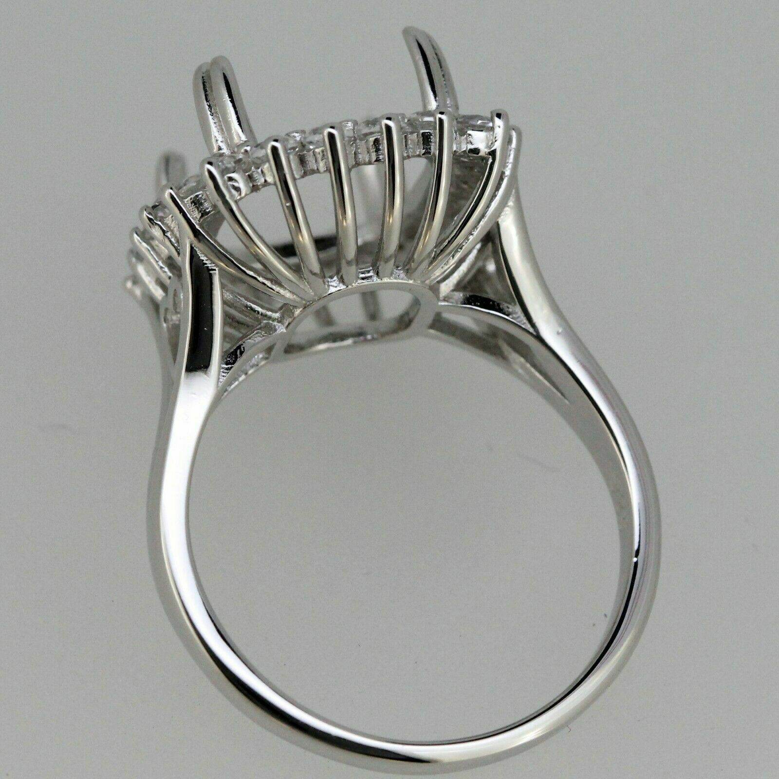 Sterling Silver Semi Mount Ring Setting Cushion CU 12x10mm Halo White Topaz - Syzjewelry