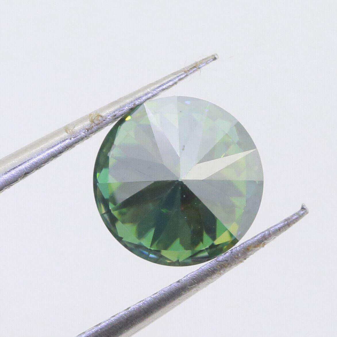 Round 9mm Greenish Blue Color loose moissanite 3 Carat VVS1 certificate RD 9x9mm - Syzjewelry