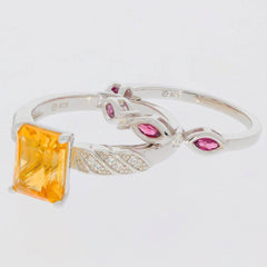 2 piece Set Sterling Silver Semi Mount Ring Setting Emerald OCT 9X7mm - Syzjewelry