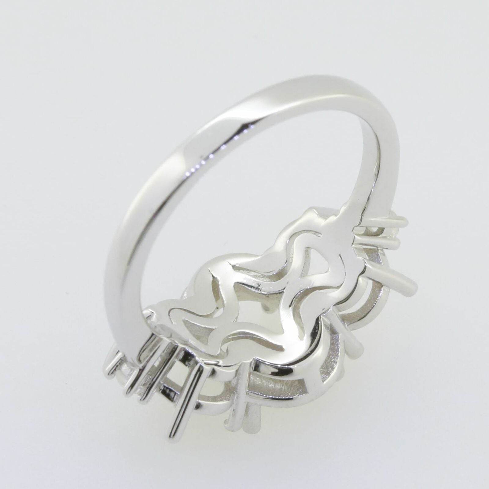 Sterling Silver Semi Mount Ring Setting Oval OV 9X7mm OV 7x5 Three Sto - Syzjewelry