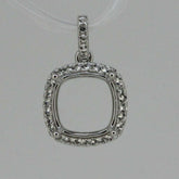 Sterling Silver Semi Mount Pendant Setting Cushion Cu 8x8mm W/ White Topaz - Syzjewelry