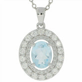 Sterling Silver Semi Mount Pendant Setting Oval OV 8x6mm White Topaz PJC2 - Syzjewelry