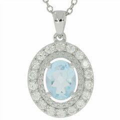 Sterling Silver Semi Mount Pendant Setting Oval OV 8x6mm White Topaz PJC2 - Syzjewelry