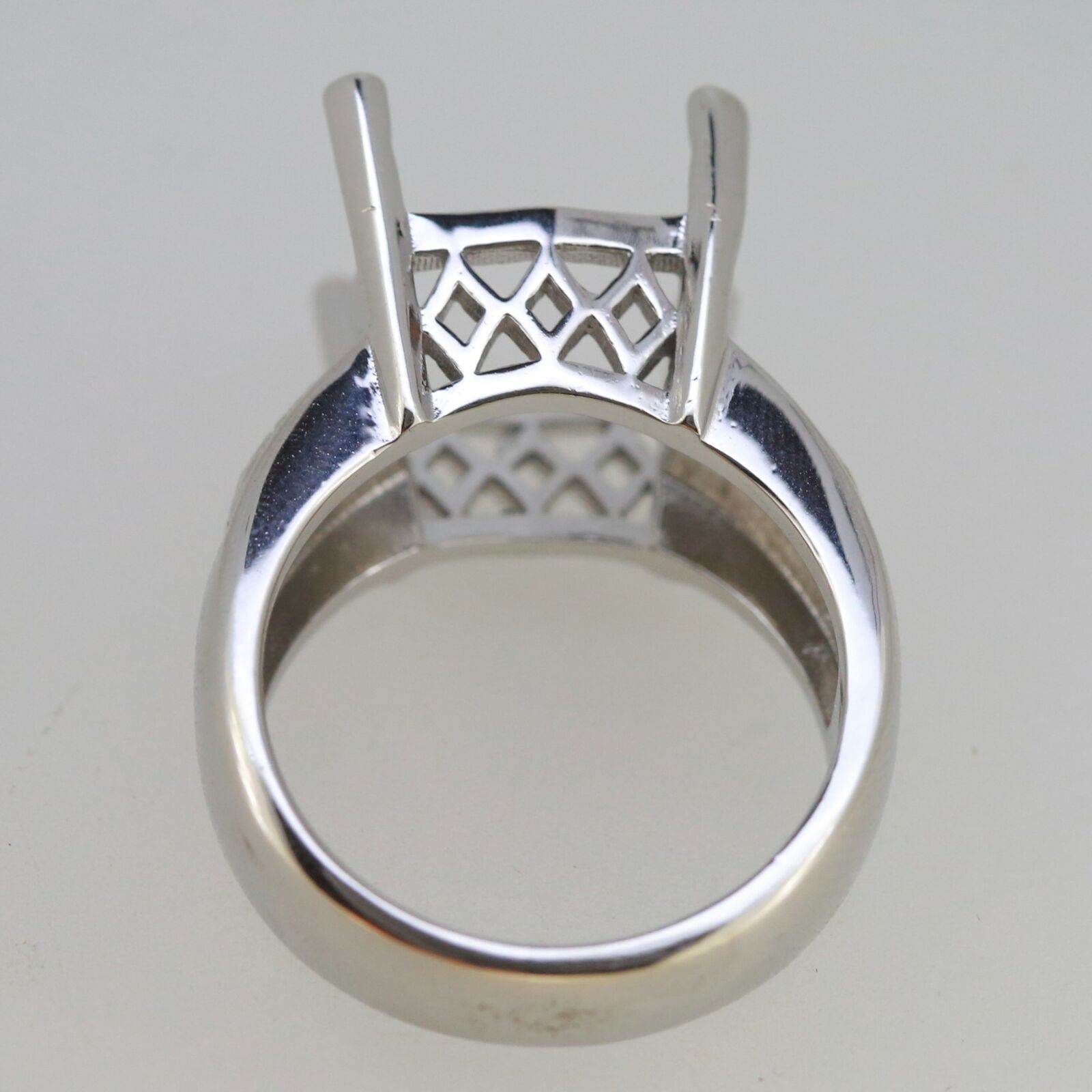 Men's Sterling Silver Semi Mount Ring Setting Princess SQ12x12mm CU13x13 Male Ring Art Nouveau Style - Syzjewelry