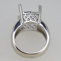 Men's Sterling Silver Semi Mount Ring Setting Princess SQ12x12mm CU13x13 Male Ring Art Nouveau Style - Syzjewelry