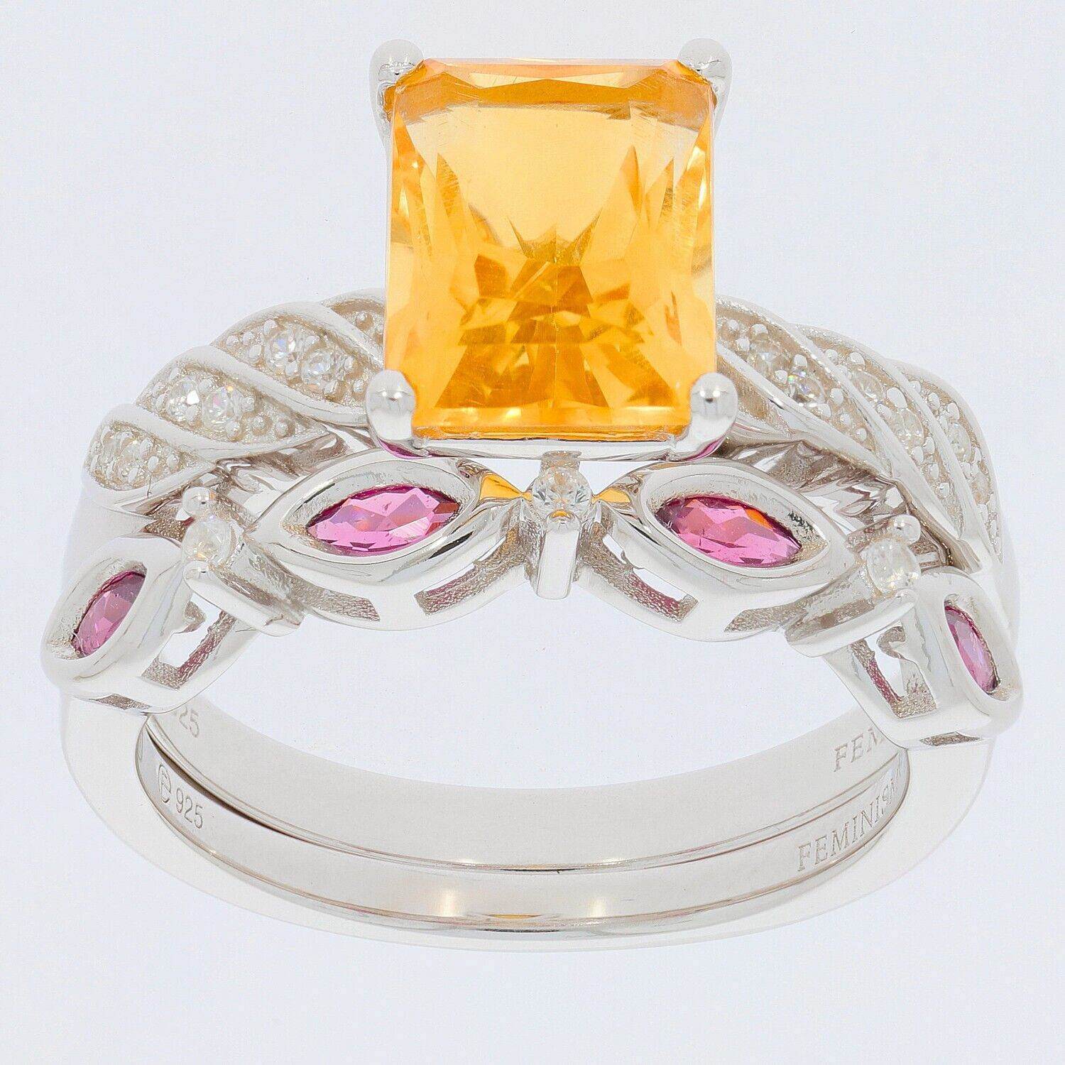 2 piece Set Sterling Silver Semi Mount Ring Setting Emerald OCT 9X7mm - Syzjewelry