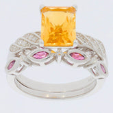 2 piece Set Sterling Silver Semi Mount Ring Setting Emerald OCT 9X7mm - Syzjewelry