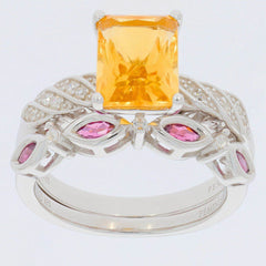 2 piece Set Sterling Silver Semi Mount Ring Setting Emerald OCT 9X7mm - Syzjewelry