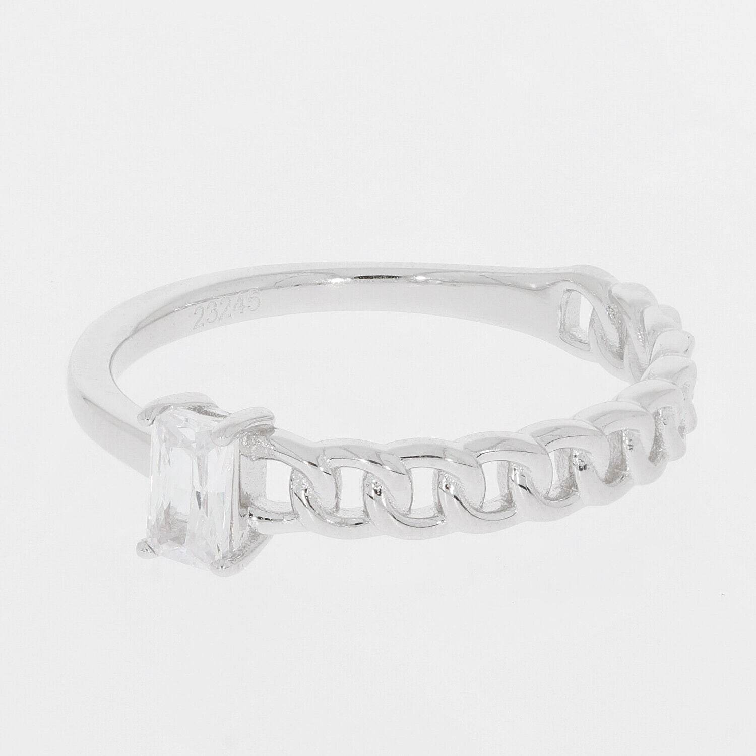 Sterling Silver Semi Mount Ring Setting Emerald OCT 5X3mm Chain Band - Syzjewelry