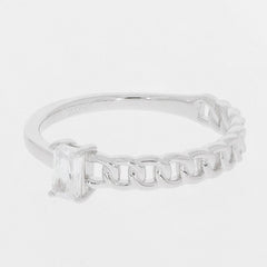 Sterling Silver Semi Mount Ring Setting Emerald OCT 5X3mm Chain Band - Syzjewelry