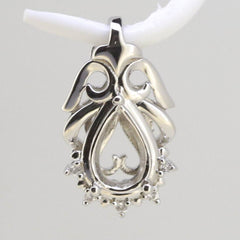 Sterling Silver Semi Mount Pendants Setting Pear PE 9x6mm White Topaz DK2189 - Syzjewelry