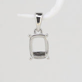 Sterling Silver Semi Mount Pendants Setting Cushion CU 9x7mm White Top Solid - Syzjewelry