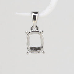Sterling Silver Semi Mount Pendants Setting Cushion CU 9x7mm White Top Solid - Syzjewelry