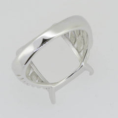 Sterling Silver Semi Mount Ring Setting Cab Emerald OCT 14X12mm White - Syzjewelry