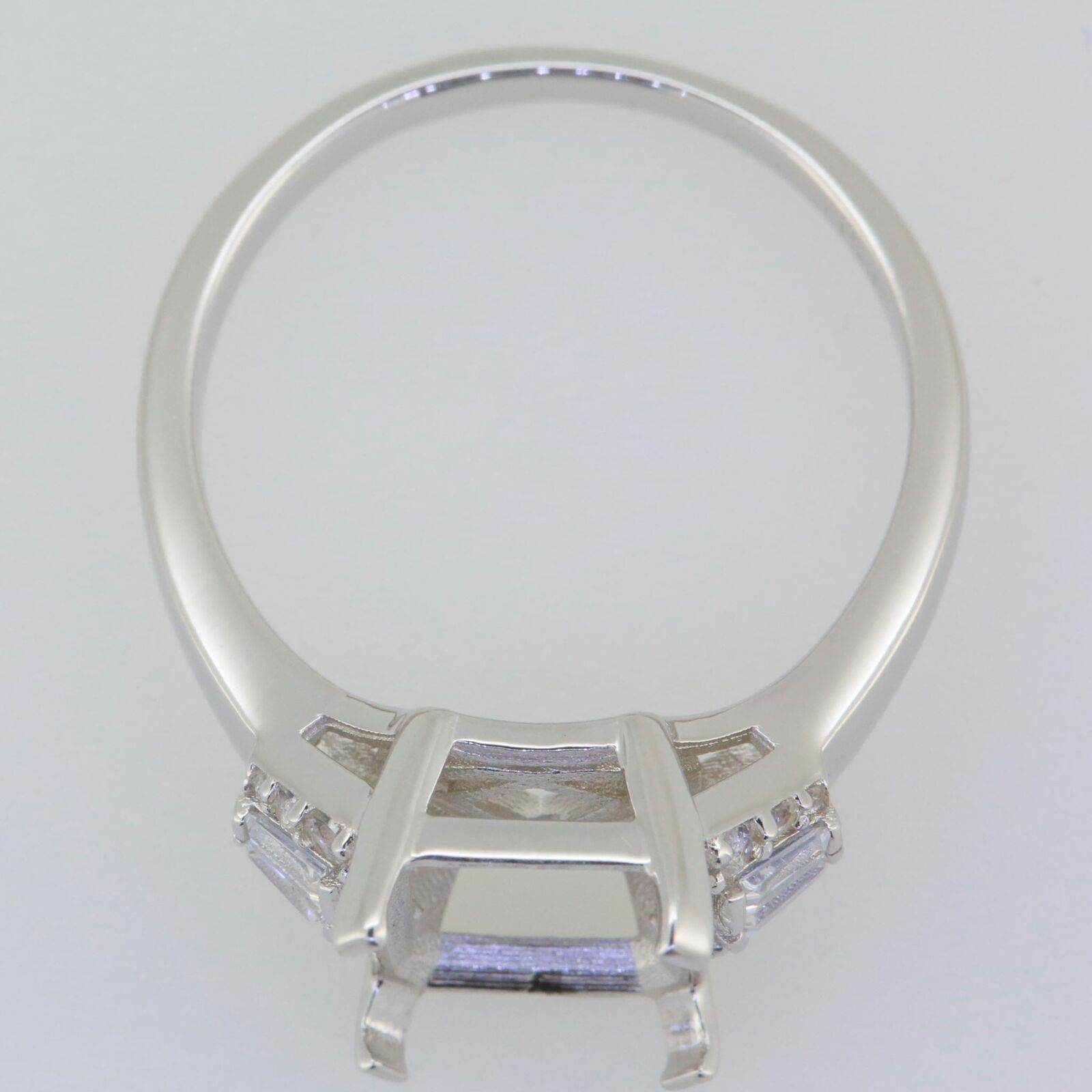 14K White Gold Semi Mount Ring Setting Emerald OCT 11X9mm - Syzjewelry