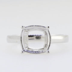 Sterling Silver Semi Mount Ring Setting Cushion CU 10x10mm Solitaire W - Syzjewelry