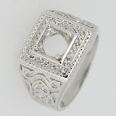 Sterling Silver Semi Mount Ring Setting RD 6.5x6.5mm Men's Ring - Syzjewelry