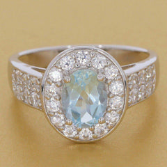 Sterling Silver Semi Mount Ring Setting Oval OV 8x6mm White Topaz PJC2357R - Syzjewelry