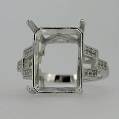 Sterling Silver Semi Mount Ring Setting Emerald Oct 16x12mm White Topaz - Syzjewelry