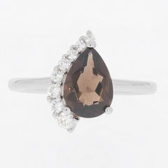 Sterling Silver Semi Mount Ring Setting Pear PE 10X7mm White Topaz - Syzjewelry