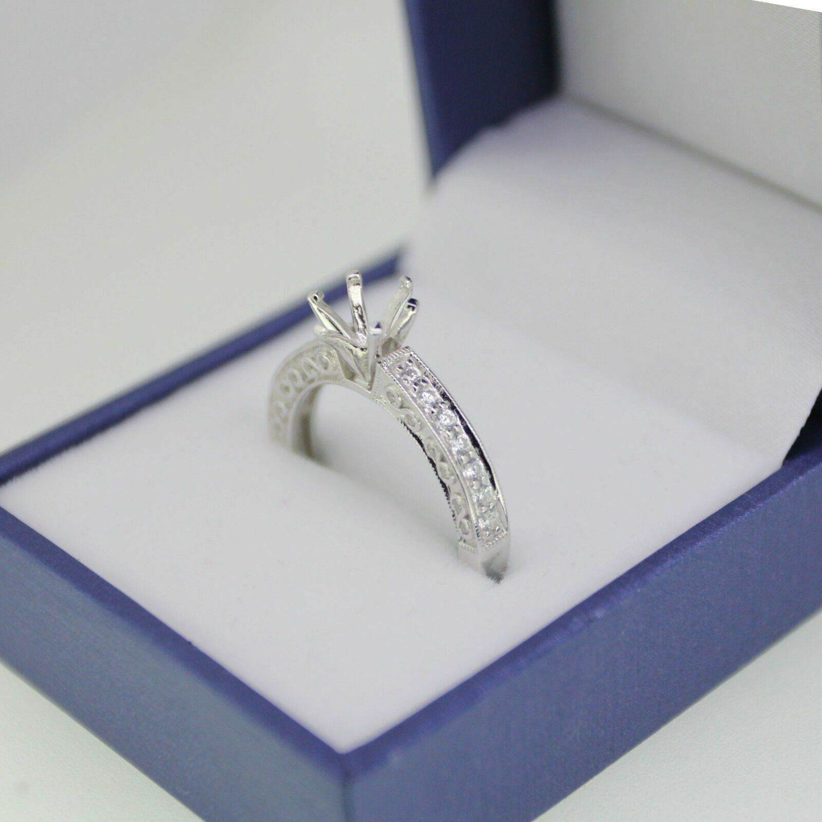 Art Deco Style Semi Mount Ring Setting Round Rd 6.5x6.5mm Engagement - Syzjewelry