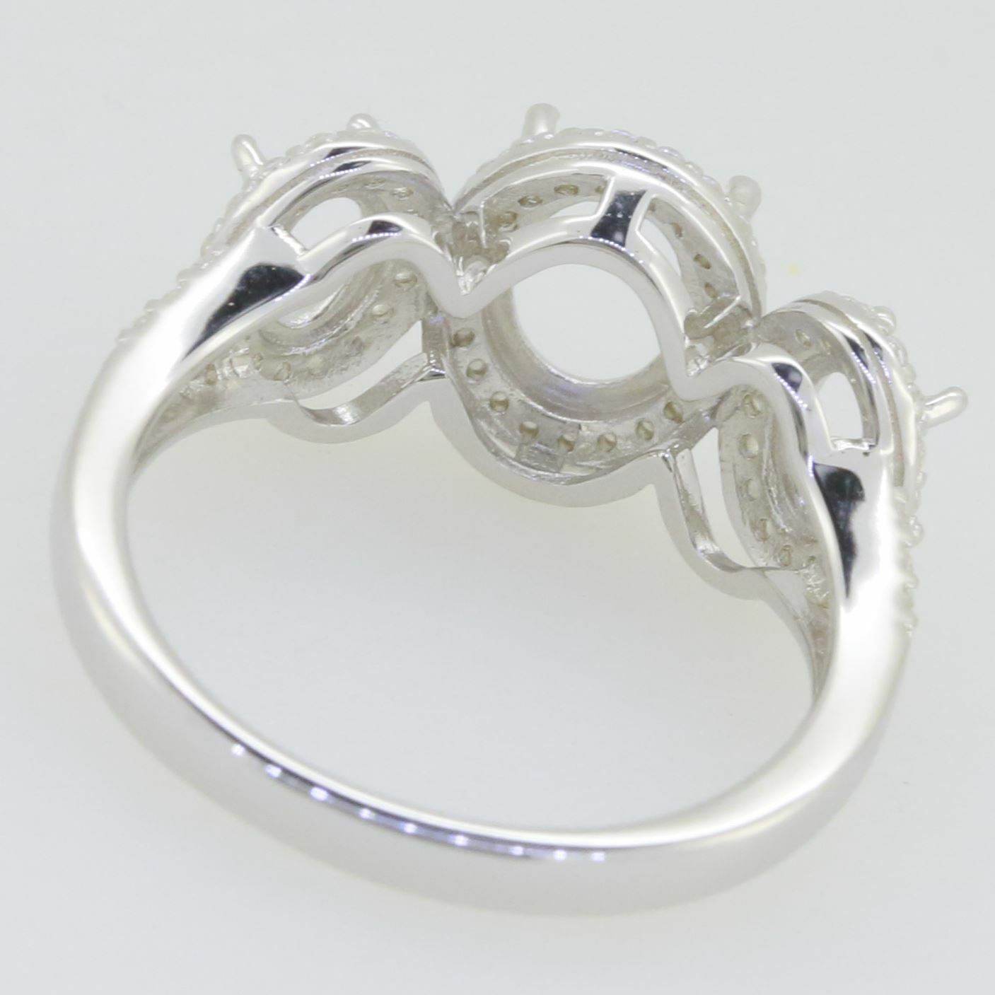 Sterling Silver Semi Mount Ring Setting Oval OV 8X6mm 6x4mm 3 Stones H PJC90 - Syzjewelry