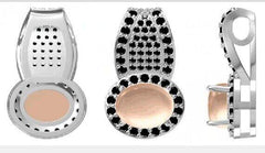 Sterling Silver Semi Mount Pendants Setting OV 9X7mm White Topaz - Syzjewelry